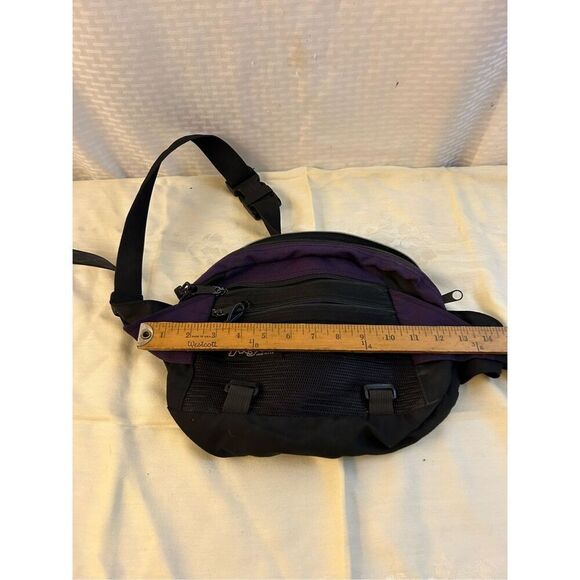 JanSport USA large fanny pack 3 Zipper adj belt purple green 11x10 - Picture 5 of 9